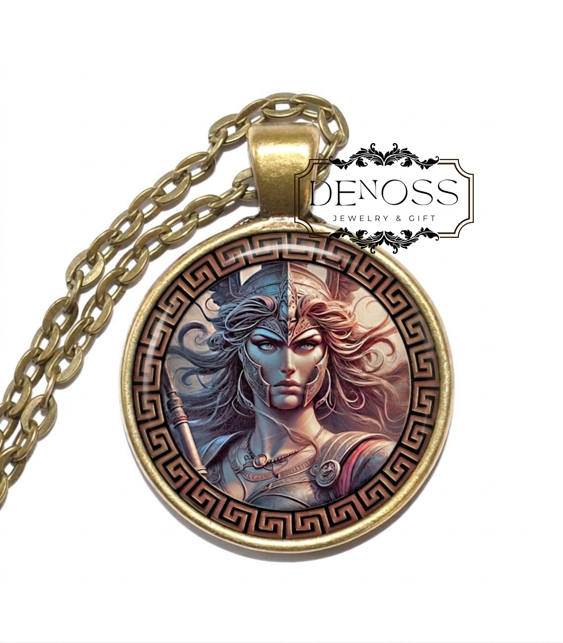 BELLONA Necklace,Goddess of War,Fierce Goddess,Armored Goddess,Roman,Ferocity and Intensity of Warfare,Glass Pendant