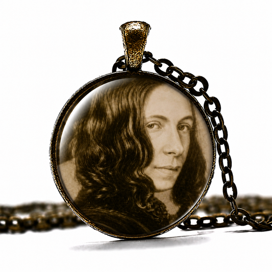 ELIZABETH BARRETT BROWNING Necklace, Author,Writer,Poet,English,Victorian,Art Pendant Necklace,Glass Pendant,Handmade Jewelry - Denoss