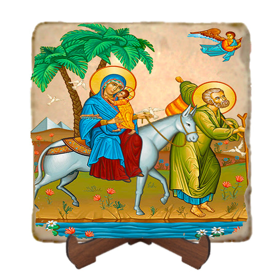 Flight Into Egypt (2) Icon,Marble Icon,Handmade,Prayer gift,Christian Icon