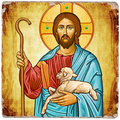 I Am The Good Shepherd Icon,Marble Icon,Handmade,Baptism gift,Christian Icon