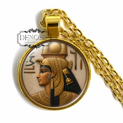Nefertiti Egyptian Queen Pendant Necklace,Ancient Egypt Hieroglyph Jewelry