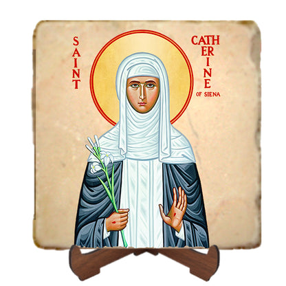St.Catherine of Siena Icon,Women Saint,Marble Icon,Handmade,Prayer gift,Christian Icon
