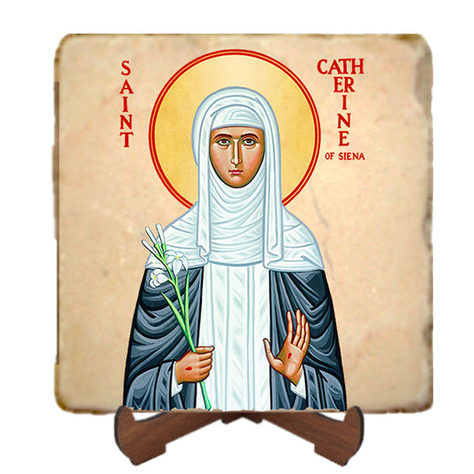 St.Catherine of Siena Icon,Women Saint,Marble Icon,Handmade,Prayer gift,Christian Icon