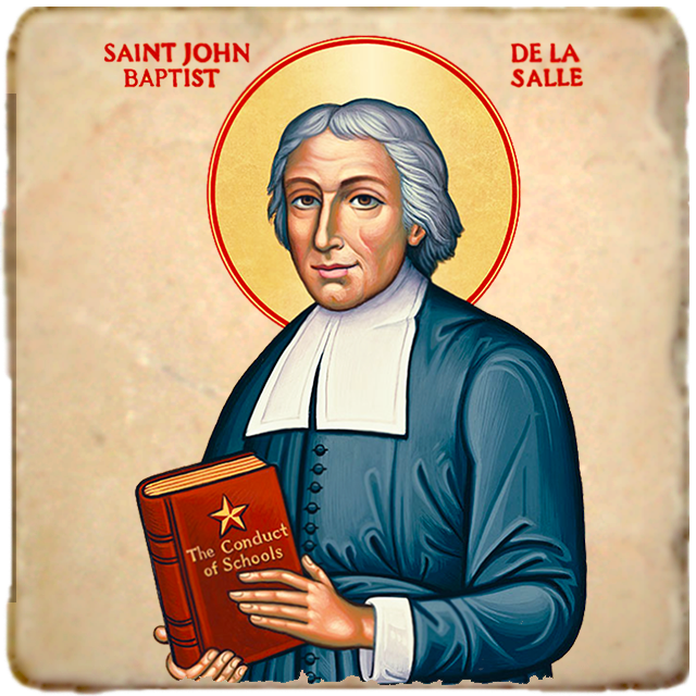 St.John Baptist de la Salle Icon,Men Saints,Marble Icon,Handmade,Prayer gift,Christian Icon