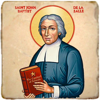 St.John Baptist de la Salle Icon,Men Saints,Marble Icon,Handmade,Prayer gift,Christian Icon