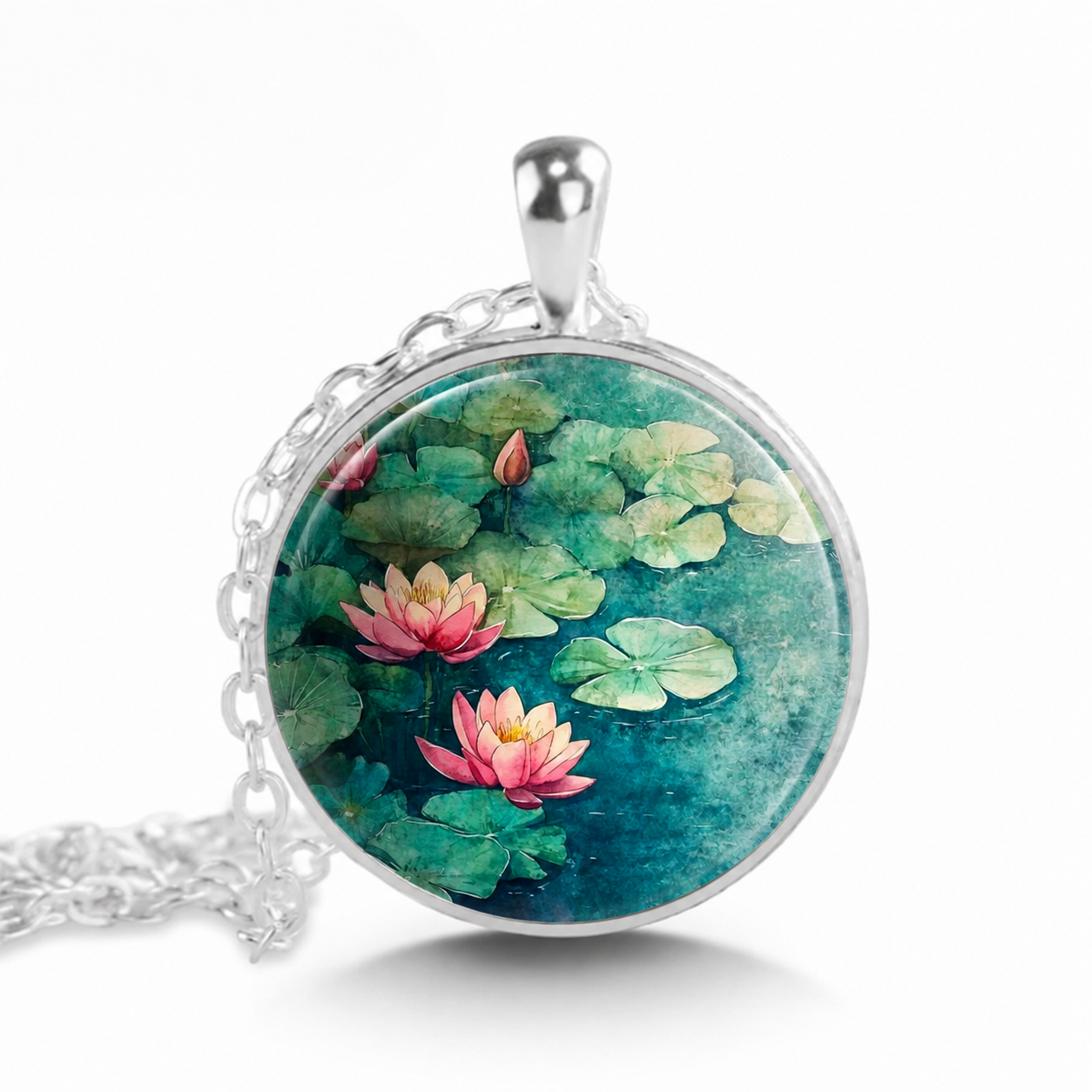 Water Lily Birth Flower necklace,July Birth Flower jewelry,Birth Flower gift