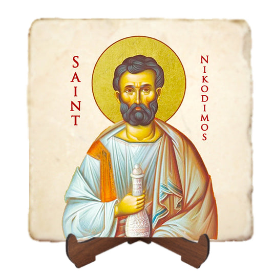 St.Nikodimos Icon,Men Saints,Marble Icon,Handmade,Prayer gift,Christian Icon
