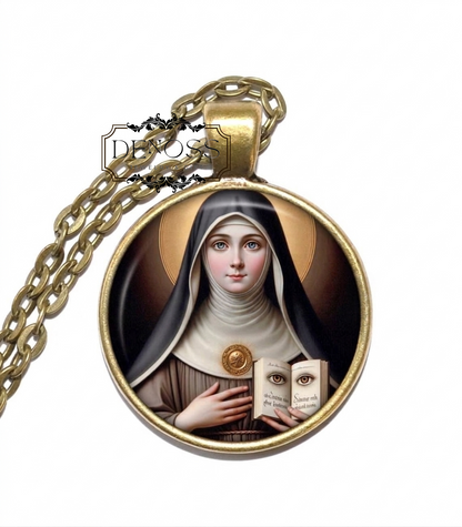 SAINT ODILE Necklace,Patron Saint of Eyesight & Healing,Patron Saint of Spiritual Clarity