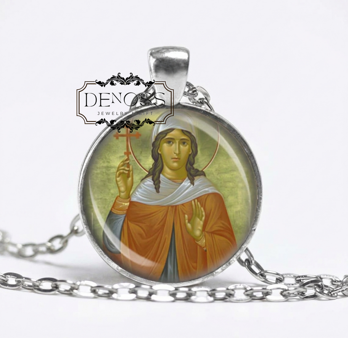 Saint Oliva Necklace,Christian Medal Pendant,Saint Religious Jewelry