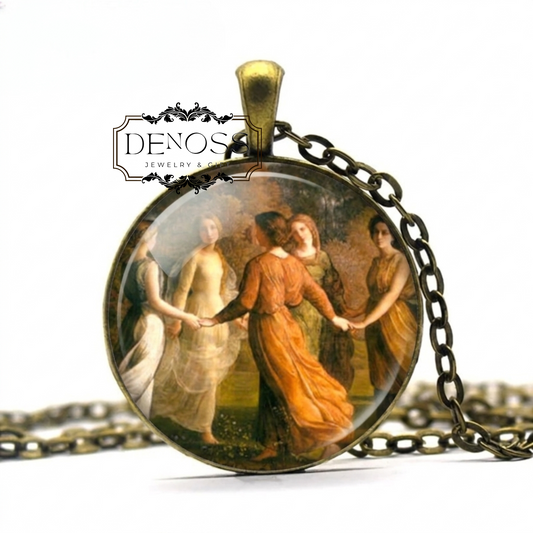 Louis Janmot Rayons de Soleil Pendant Necklace,Dancing Women Art