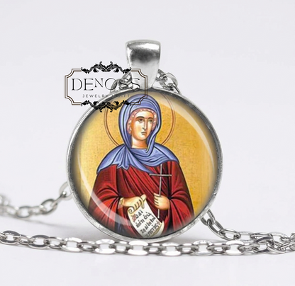 Saint Olympias Catholic Necklace,Christian Medal Pendant,Patron Saint Jewelry