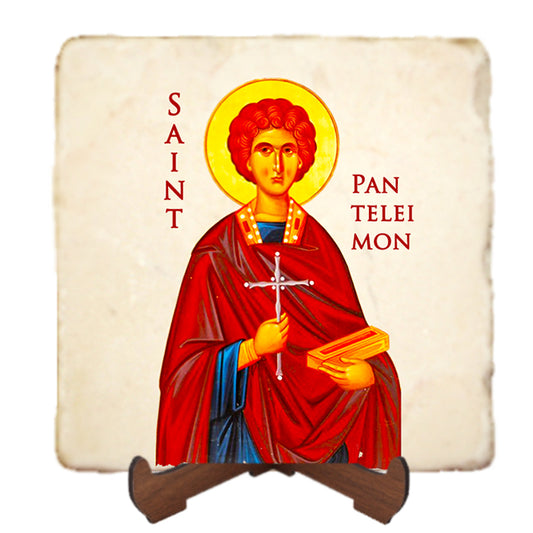 St.Panteleimon Icon,Men Saints,Marble Icon,Handmade,Prayer gift,Christian Icon