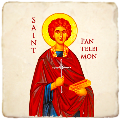 St.Panteleimon Icon,Men Saints,Marble Icon,Handmade,Prayer gift,Christian Icon