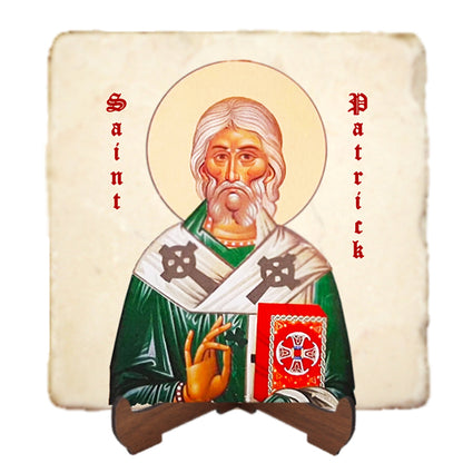 St.Patrick Icon,Men Saints,Marble Icon,Handmade,Prayer gift,Christian Icon