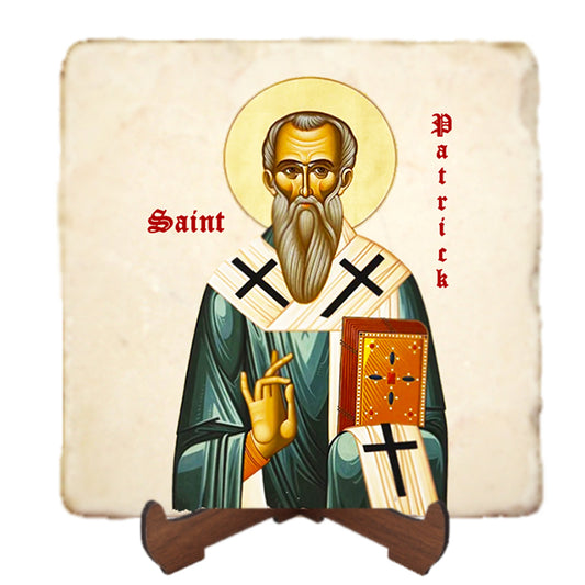 St.Patrick of Ireland Icon,Men Saints,Marble Icon,Handmade,Prayer gift,Christian Icon
