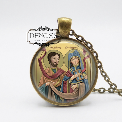 Saint Priscilla the Tent-Maker wife of St Aquila Catholic Necklace,Catholic Religious Jewelry,Medal Pendant