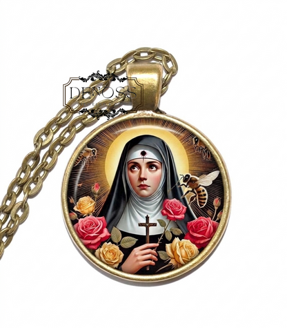 SAINT RITA of CASCIA Necklace,Patron Saint of Impossible Causes,Patron Saint of Sterility,Patron Saint of Abuse Victims
