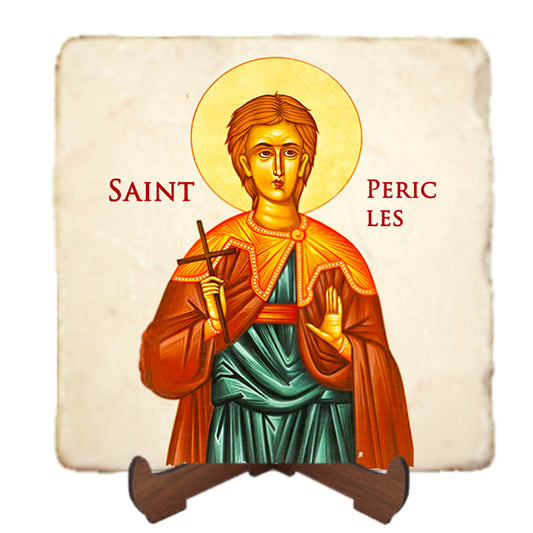 St.Pericles Icon,Men Saints,Marble Icon,Handmade,Prayer gift,Christian Icon