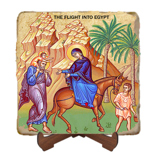 Flight Into Egypt Icon,Marble Icon,Handmade,Prayer gift,Christian Icon