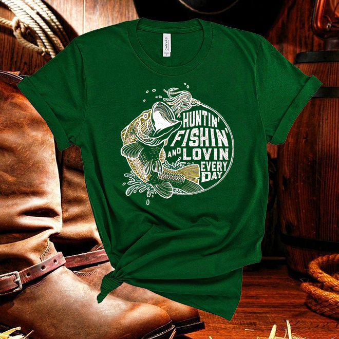 Large Mouth Bass Huntin' Fishin' Lovin everyday  Tshirt
