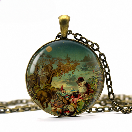 Night Before Christmas necklace,Christmas holiday jewelry,Santa Claus jewelry