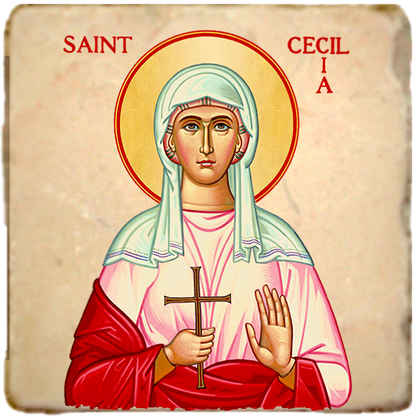 St.Cecilia Icon,Women Saint,Marble Icon,Handmade,Prayer gift,Christian Icon