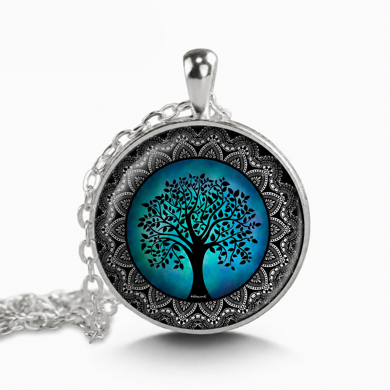 Tree of Life Pendant Necklace,Handcrafted Glass Necklace