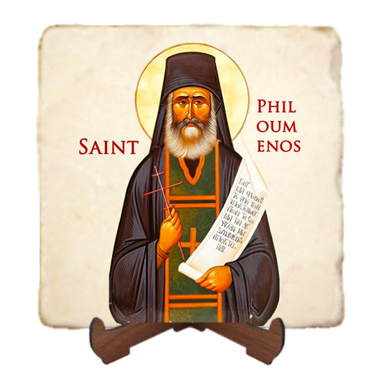 St.Philoumenos Icon,Men Saints,Marble Icon,Handmade,Prayer gift,Christian Icon