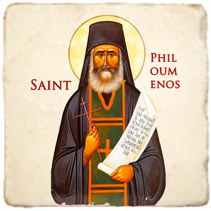 St.Philoumenos Icon,Men Saints,Marble Icon,Handmade,Prayer gift,Christian Icon
