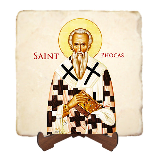 St.Phocas Icon,Men Saints,Marble Icon,Handmade,Prayer gift,Christian Icon