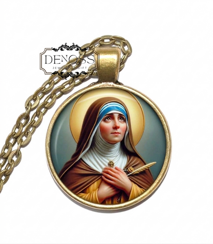 SAINT TERESA of AVILA Necklace,Patron Saint of Headache Sufferers,Spanish Catholic Writers,Patron Saint of Sick People