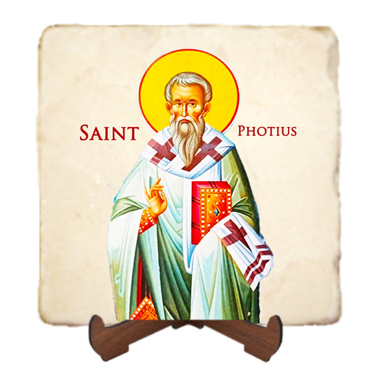 St.Photius the Great Icon,Men Saints,Marble Icon,Handmade,Prayer gift,Christian Icon