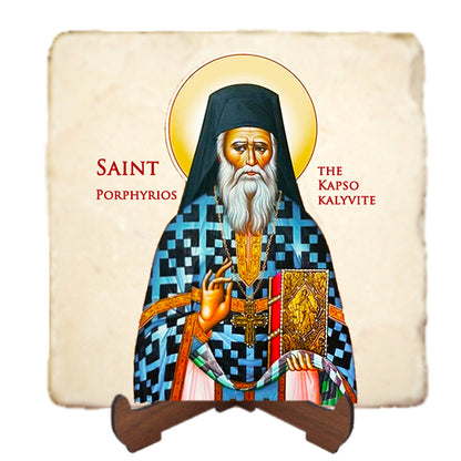 St.Porphyrios Icon,Men Saints,Marble Icon,Handmade,Prayer gift,Christian Icon
