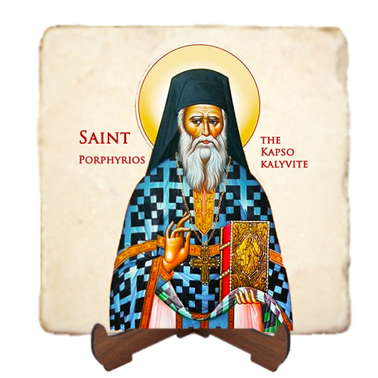 St.Porphyrios Icon,Men Saints,Marble Icon,Handmade,Prayer gift,Christian Icon