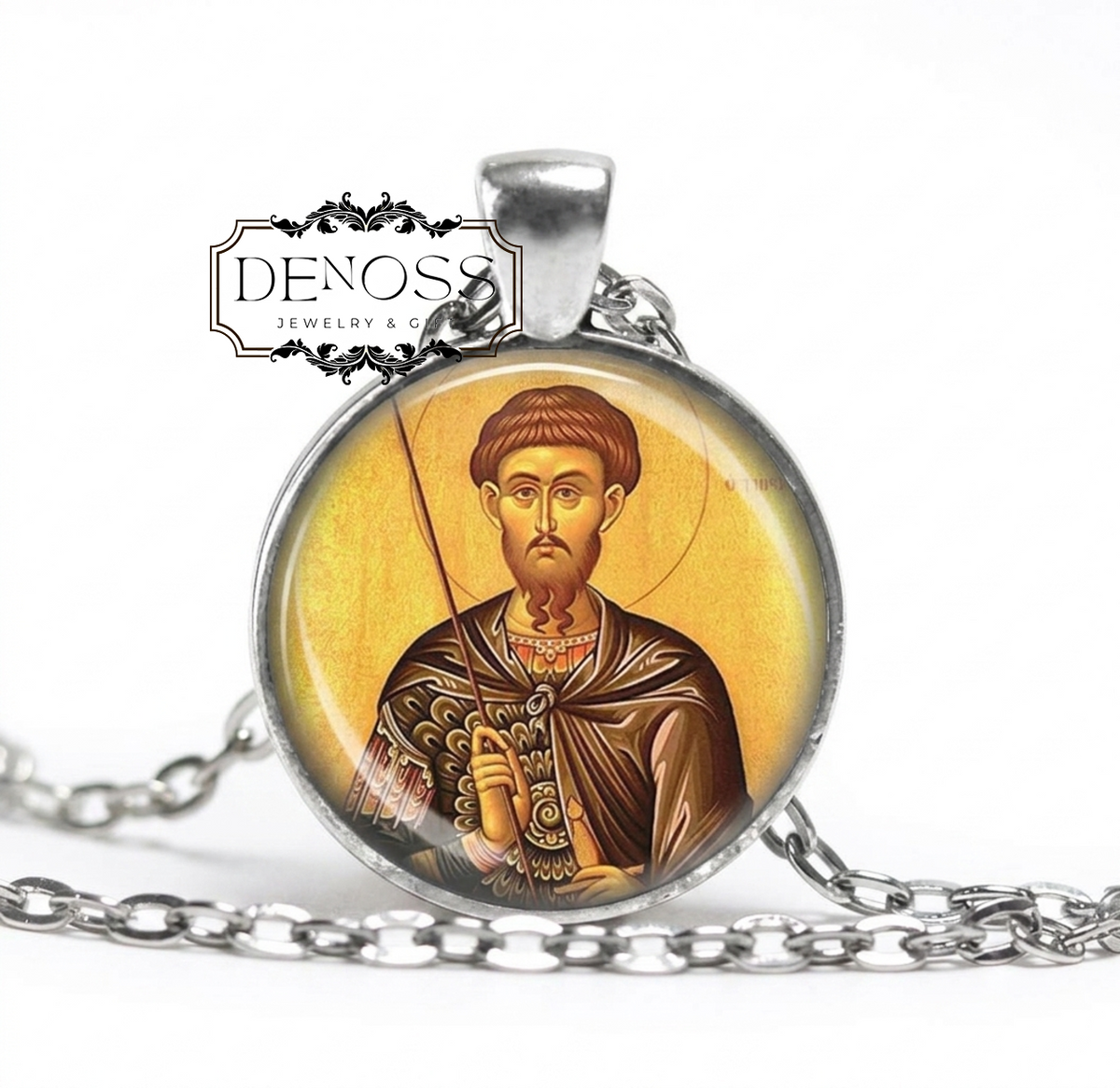 Saint Theodore of Amasea Necklace,Tyro or Tiron or Tiro or Teron Warrior Saint and Great Martyr Necklace,Orthodox Pendant