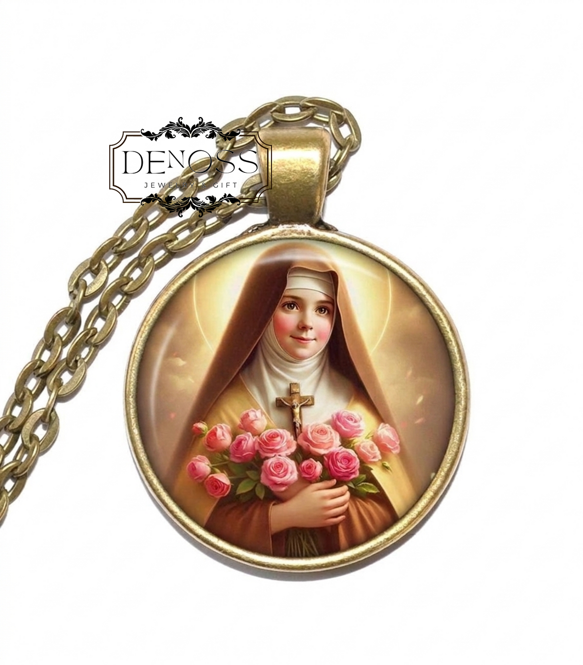 SAINT THÉRÈSE of LISIEUX Necklace,Patron Saint of Missionairies,Patron Saint of Florists,Saint of Those Seeking Spiritual Peace