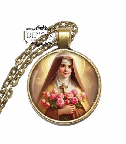 SAINT THÉRÈSE of LISIEUX Necklace,Patron Saint of Missionairies,Patron Saint of Florists,Saint of Those Seeking Spiritual Peace