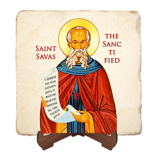 St.Savas the Sanctified Icon,Men Saints,Marble Icon,Handmade,Prayer gift,Christian Icon