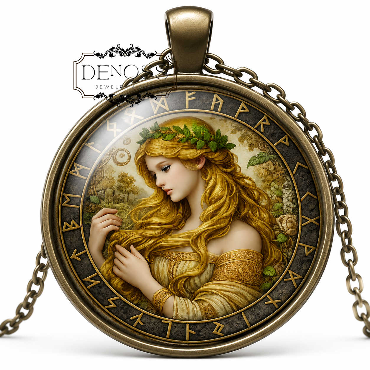 FULLA Necklace,Norse,Goddess of Abundance,Goddess of Prosperity,Goddess of Domestic Care,Scandinavian,Asatru,Glass Pendant