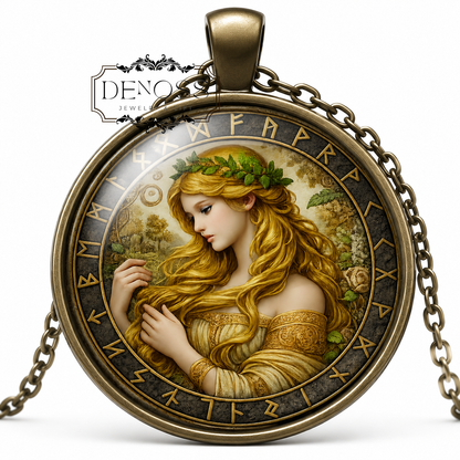 FULLA Necklace,Norse,Goddess of Abundance,Goddess of Prosperity,Goddess of Domestic Care,Scandinavian,Asatru,Glass Pendant
