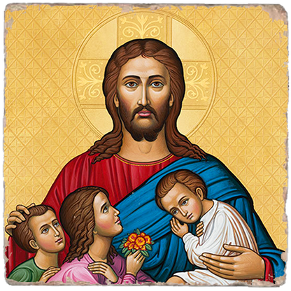 Let the children come to Me Icon,Marble Icon,Handmade,Baptism gift,Christian Icon