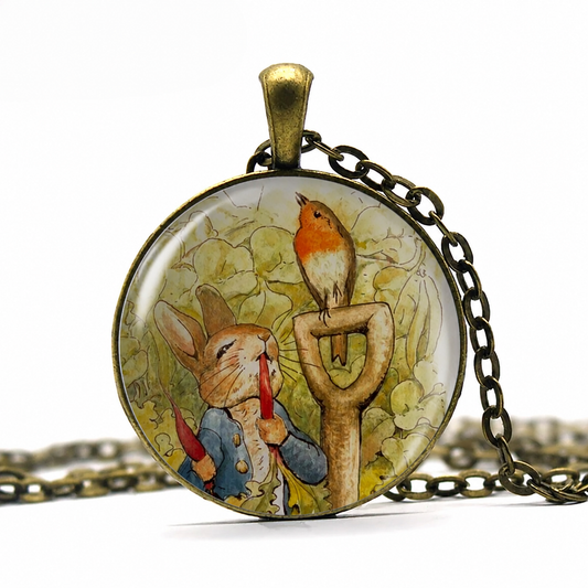 Peter Rabbit necklace,bunny rabbit gift,Easter bunny gift,gardening gift,Beatrix Potter art