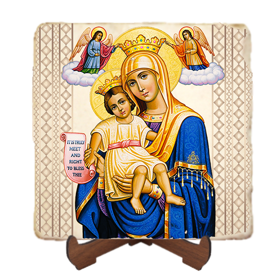 Queen of Heaven Icon,Marble Icon,Handmade,Baptism gift,Christian Icon