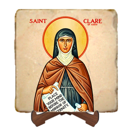 St.Clare Icon,Women Saint,Marble Icon,Handmade,Prayer gift,Christian Icon