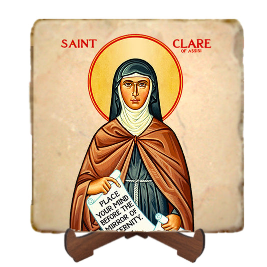 St.Clare Icon,Women Saint,Marble Icon,Handmade,Prayer gift,Christian Icon