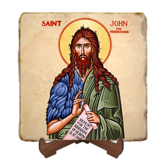 St.John the Baptist Icon,Men Saints,Marble Icon,Handmade,Prayer gift,Christian Icon