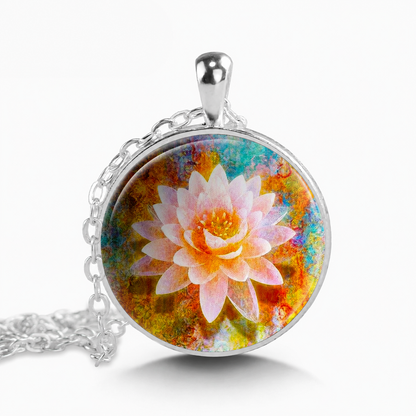 White Lotus necklace,Lotus flower necklace,meditation jewelry,yoga gift,yoga jewelry