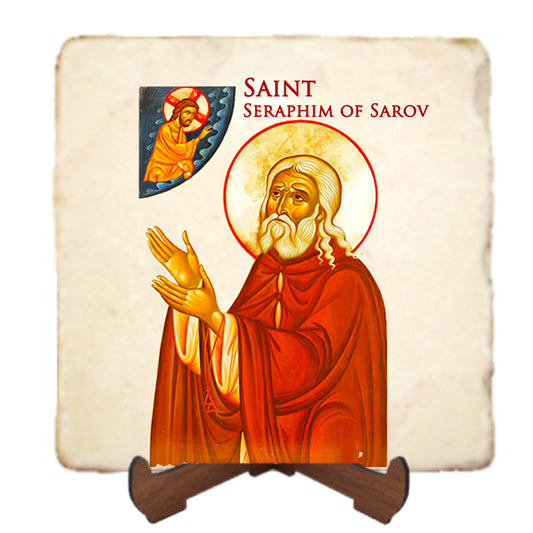 St.Seraphim Icon,Men Saints,Marble Icon,Handmade,Prayer gift,Christian Icon