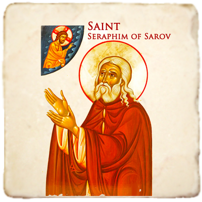 St.Seraphim Icon,Men Saints,Marble Icon,Handmade,Prayer gift,Christian Icon
