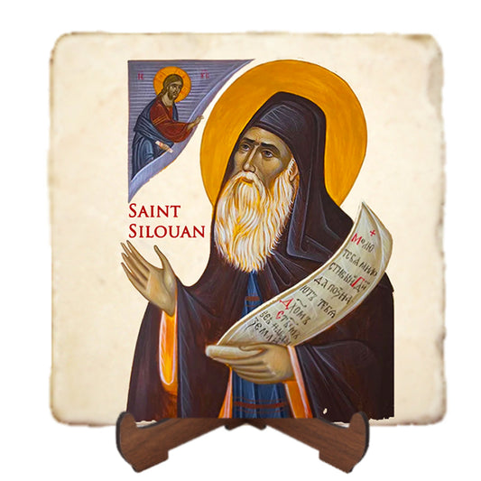 St.Silouan Icon,Men Saints,Marble Icon,Handmade,Prayer gift,Christian Icon